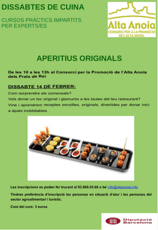 cartell Dissabtes de cuina: Aperitius originals