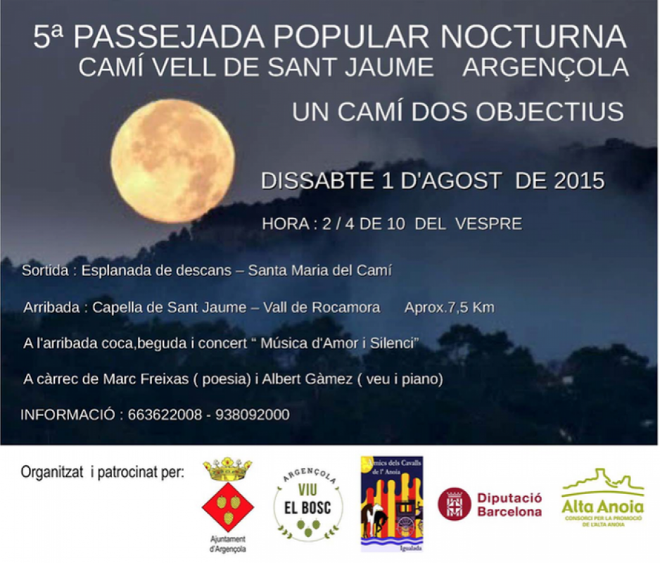 cartell 5a Passejada nocturna i concert a Rocamora