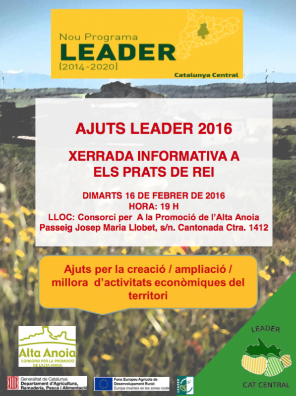 cartell Sessió Informativa d’ajuts econòmics Leader