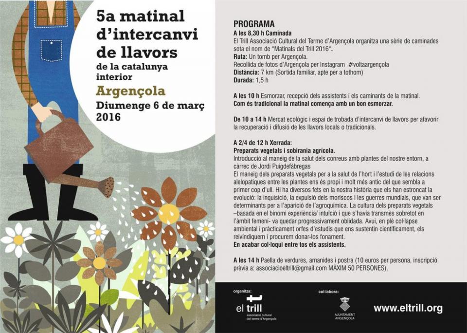 Programa 5a Matinal d'intercanvi de llavors d'Argençola