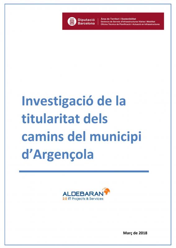 Anunci Aprovació de l’estudi d’investigació de la titularitat dels camins del municipi d’Argençola