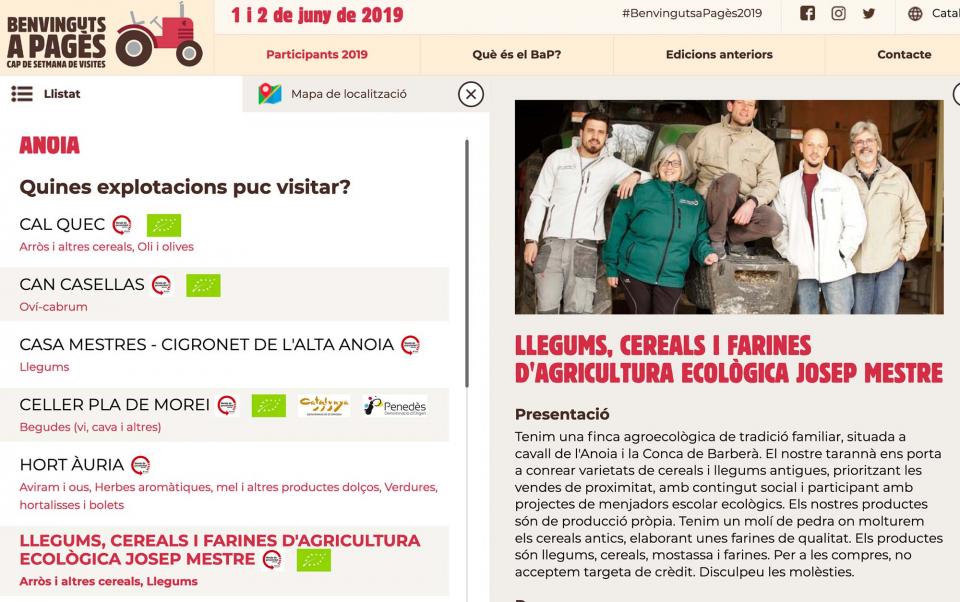 Agricultura ecològica Josep Mestre mostrarà la seva explotació a Benvinguts a pagès