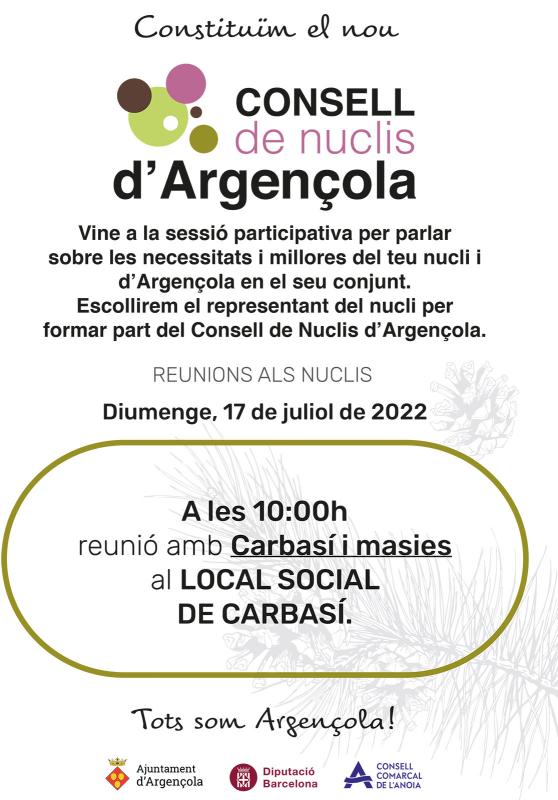 cartell Reunió Consell de Nuclis a Carbasí