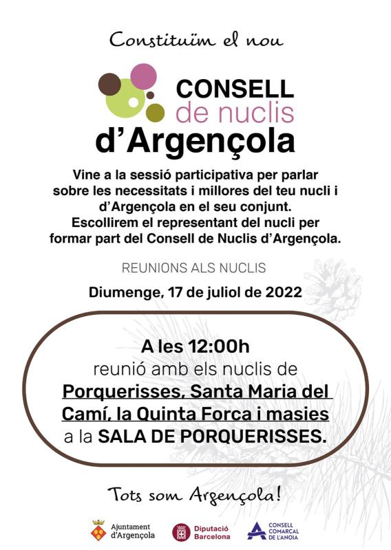 cartell Reunió Consell de Nuclis a Porquerisses