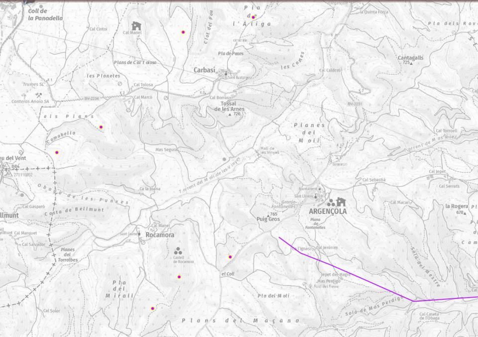 Anunci projecte del parc eòlic PE Panadella situat al terme d'Argençola