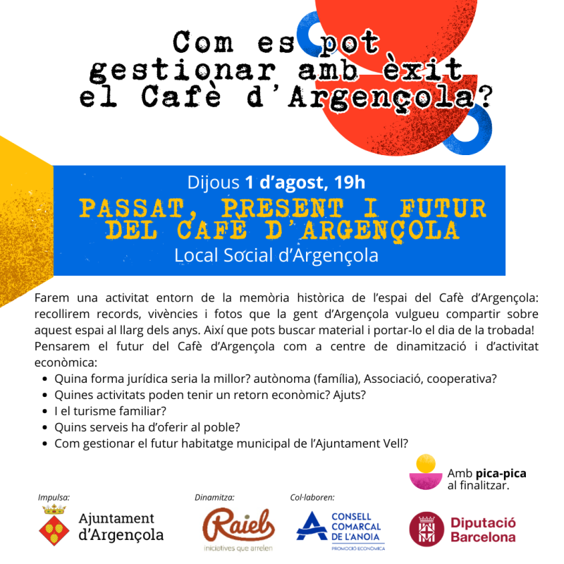 Argençola defineix opcions i estratègies pel futur del Cafè d’Argençola - 