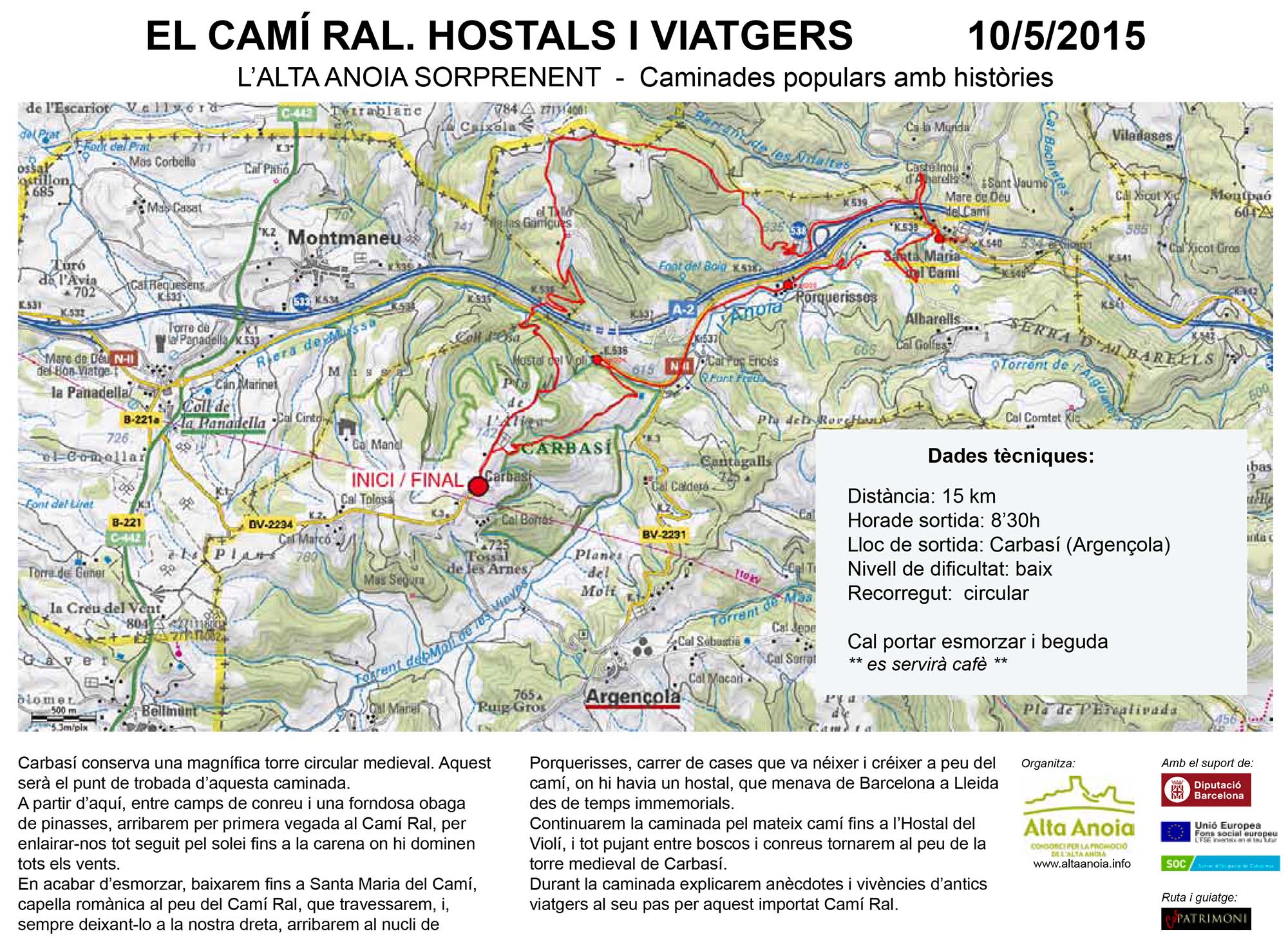Fitxa caminada popular  El Camí ral, hostals i viatgers