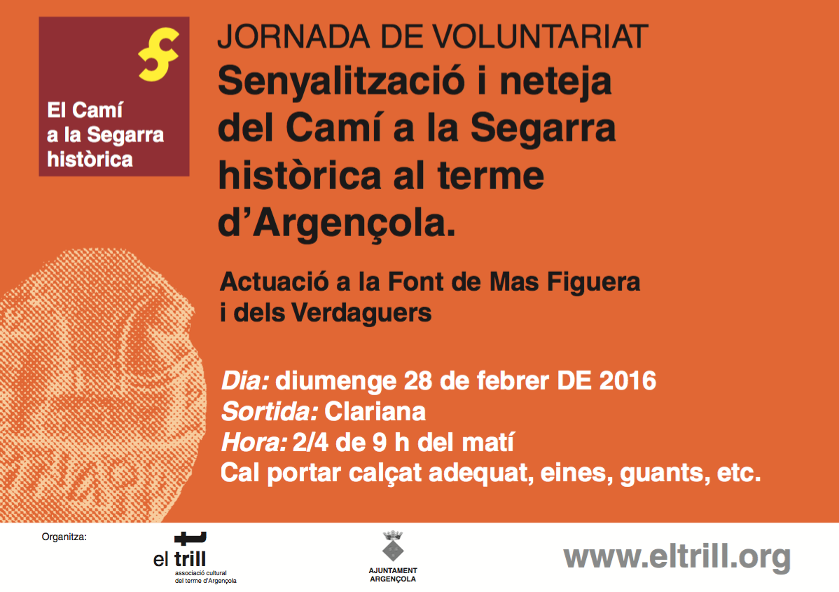 cartell Jornada de voluntariat 'Camí a la Segarra històrica'