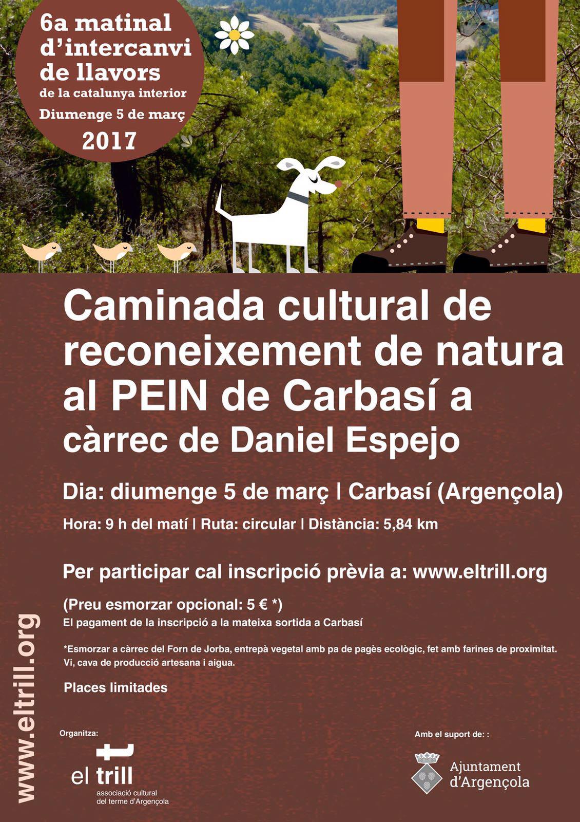 cartell Caminada de reconeixement de natura al PEIN de Carbasí