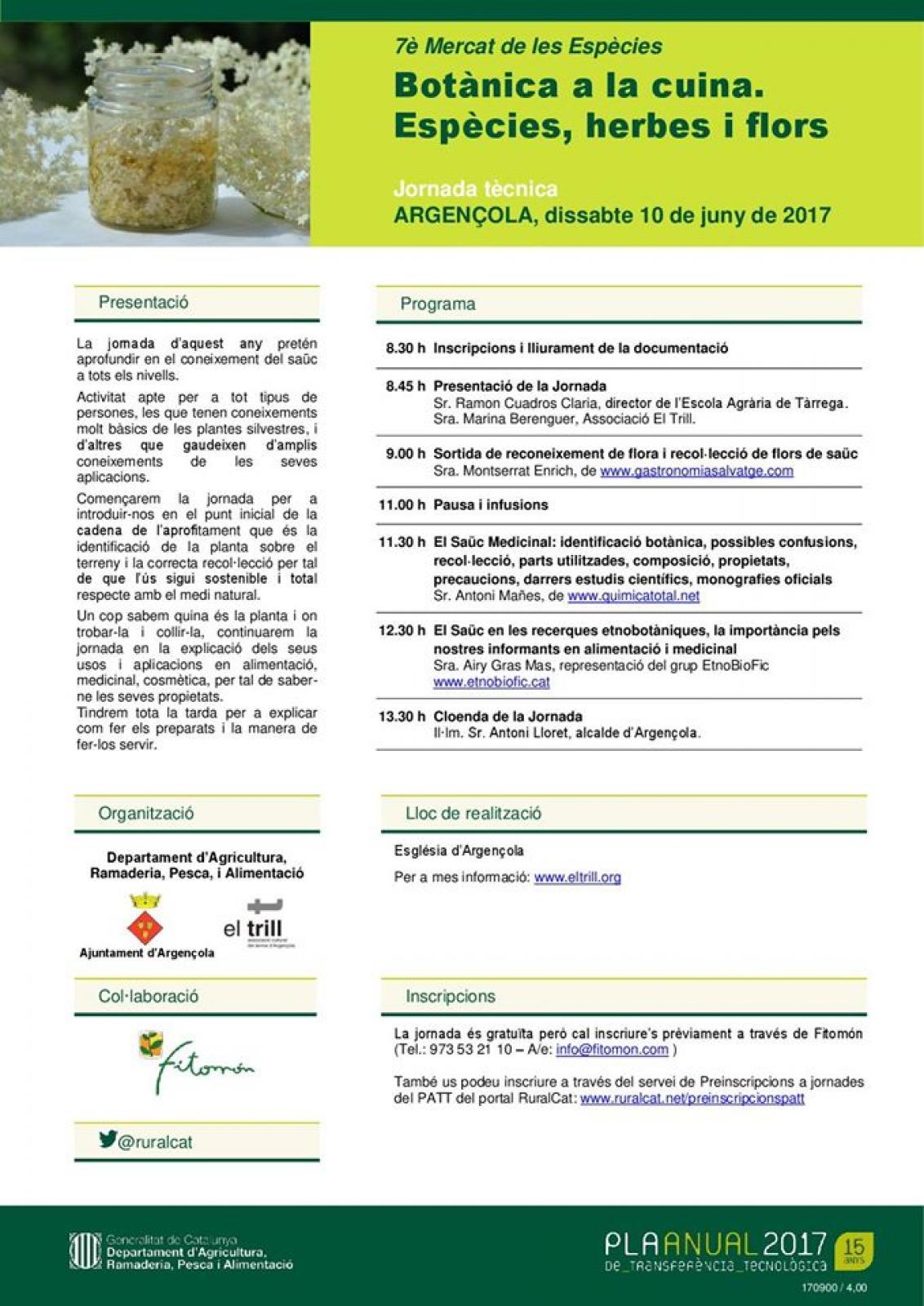 cartell Jornada Tècnica 'Botànica a la Cuina. Espècies, herbes i flors'