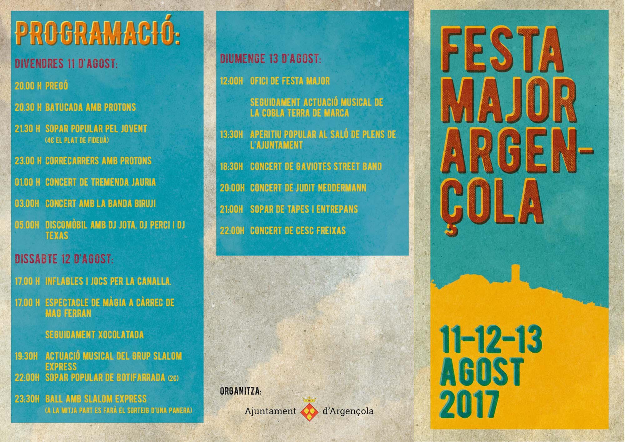 cartell Festa major d'Argençola 2017