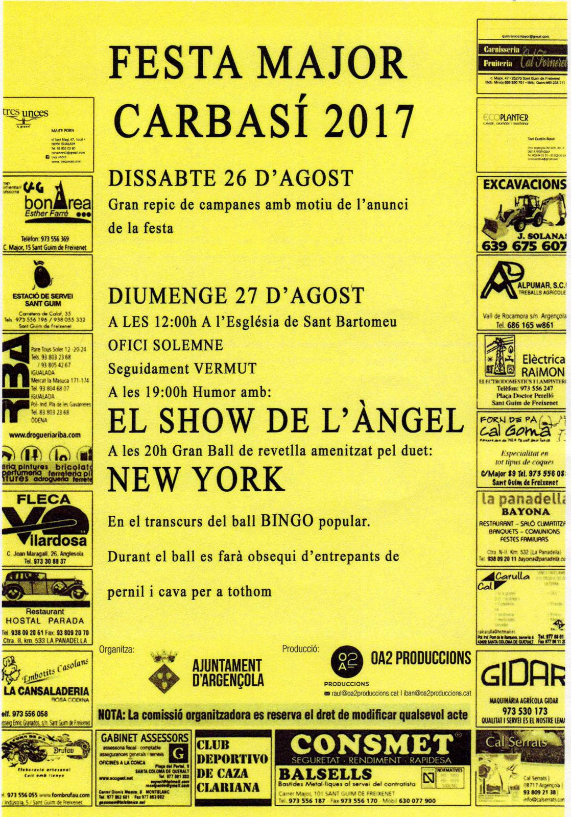 cartell Festa Major de Carbasí 2017